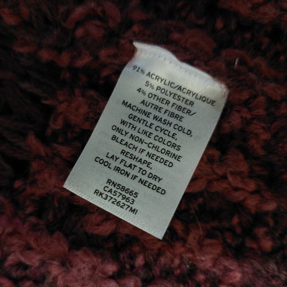 Susina Burgundy Striped Thick Knit Open Front Longline Cardigan Sweater Small - Picture 13 of 13